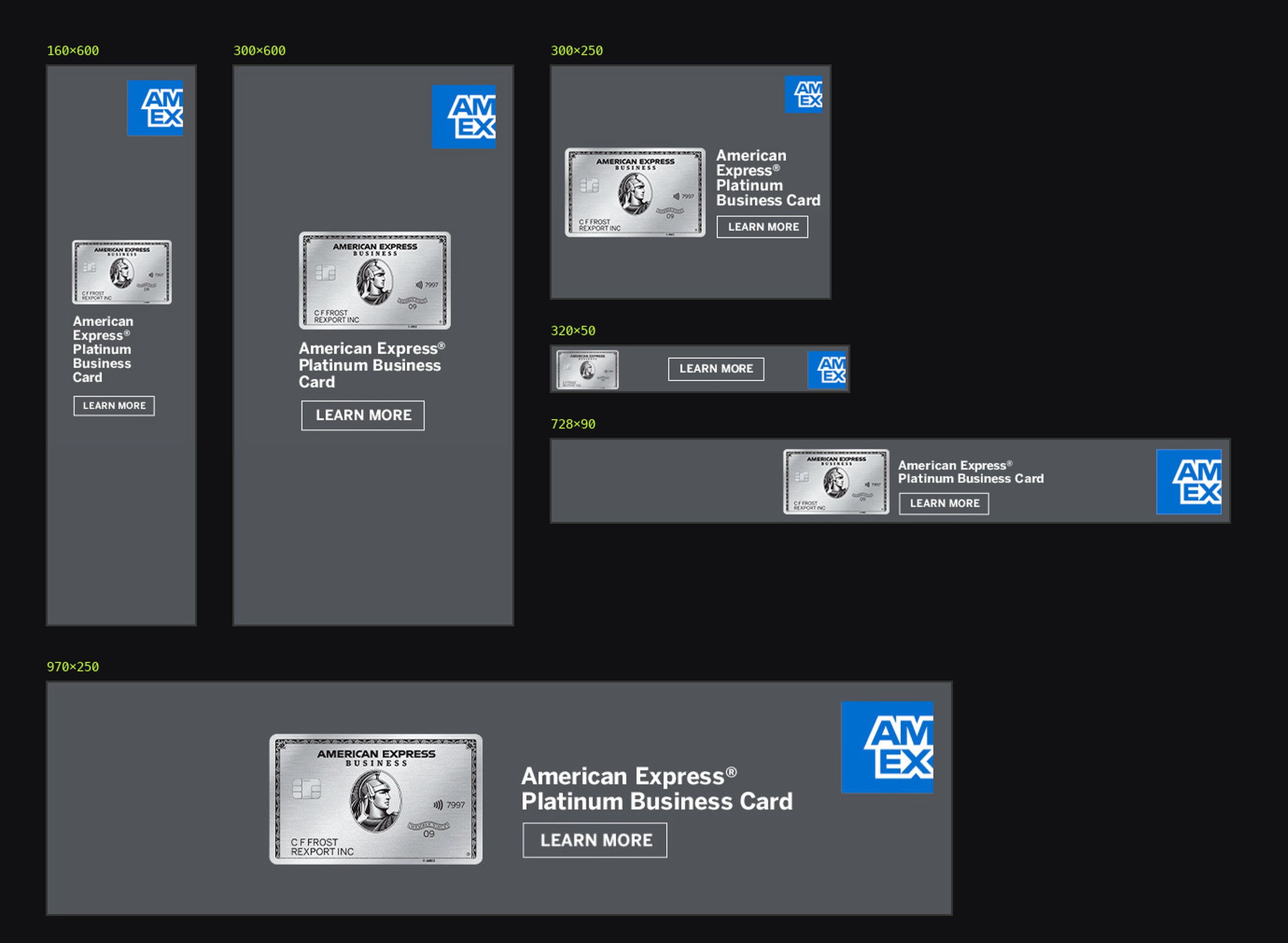 American Express Platinum Business Card banners in six sizes