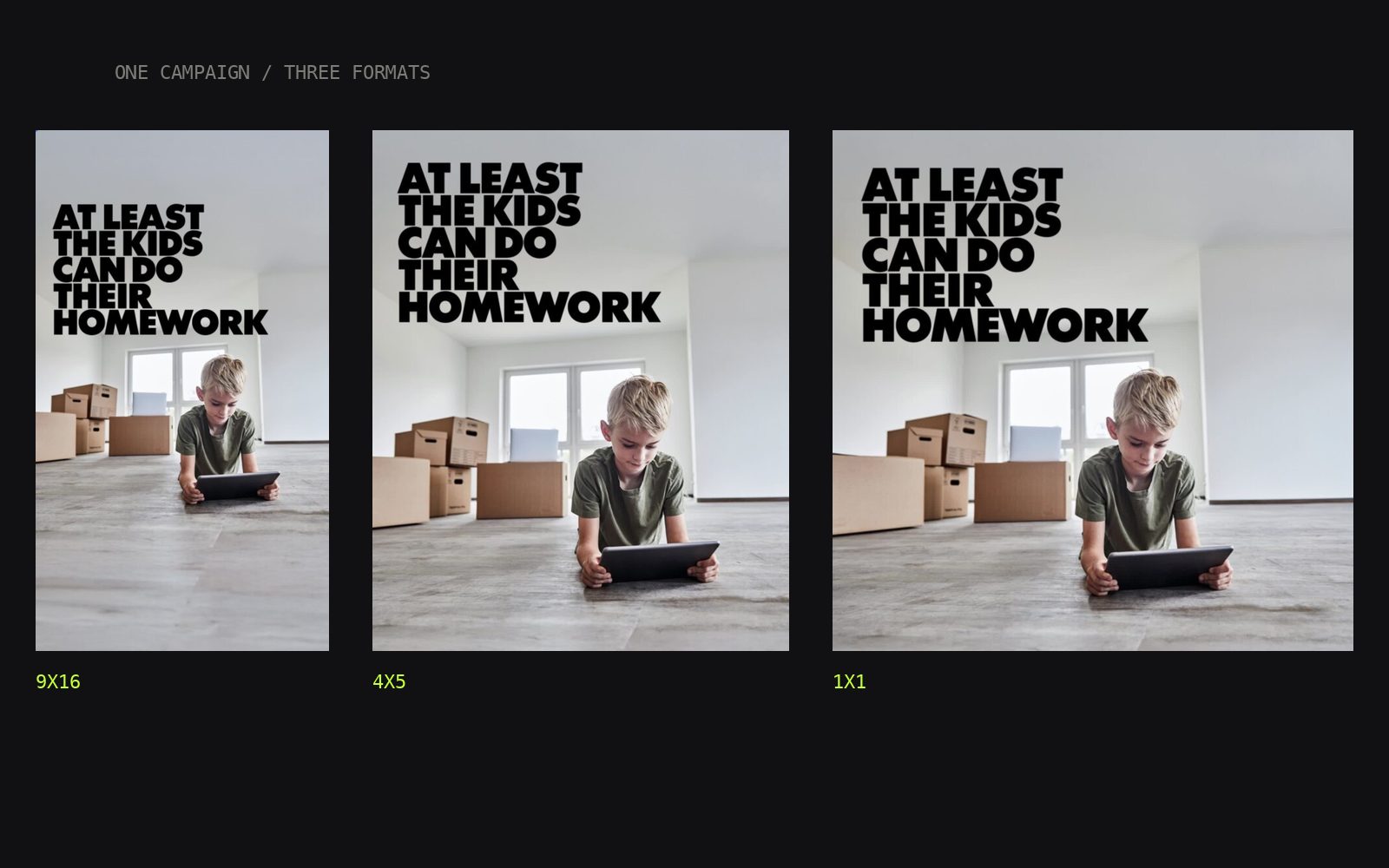 One nbn campaign shown in 9x16, 4x5 and 1x1 formats